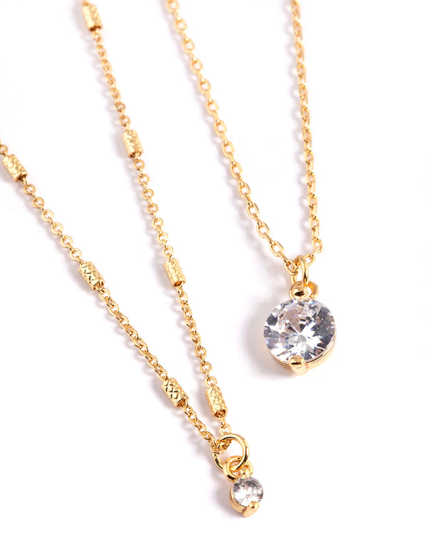 Gold Plated Delicate Cubic Zirconia Necklace Pack