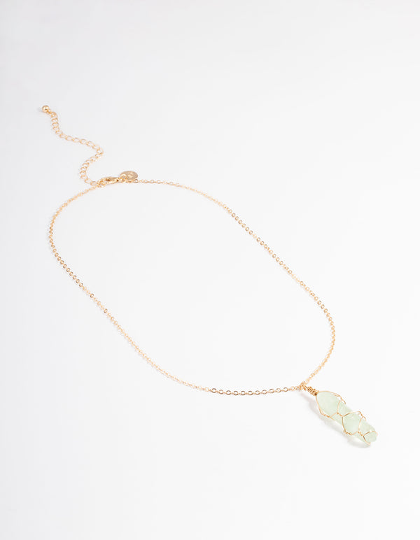 Gold Green Fluorite Wire Shard Necklace
