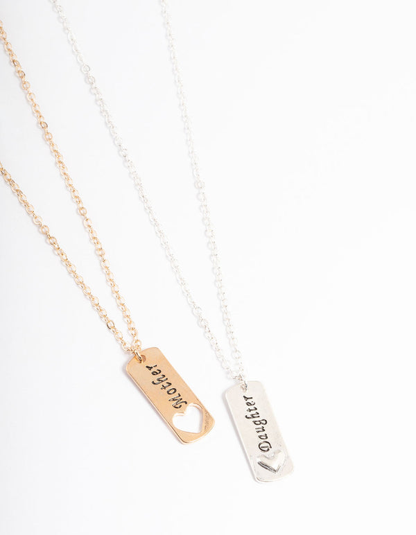Mixed Metal Heart Tag Necklace Pack
