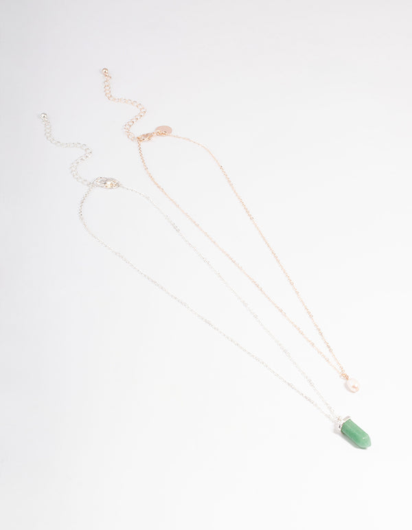 Mixed Metal Jade & Freshwater Pearl Necklace Pack