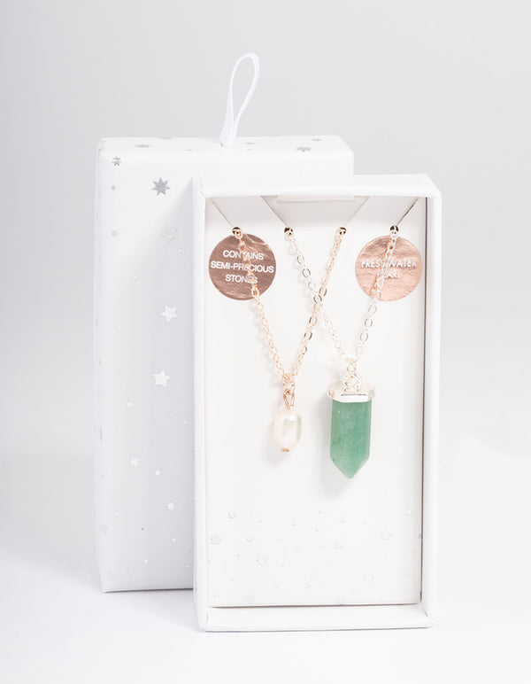 Mixed Metal Jade & Freshwater Pearl Necklace Pack