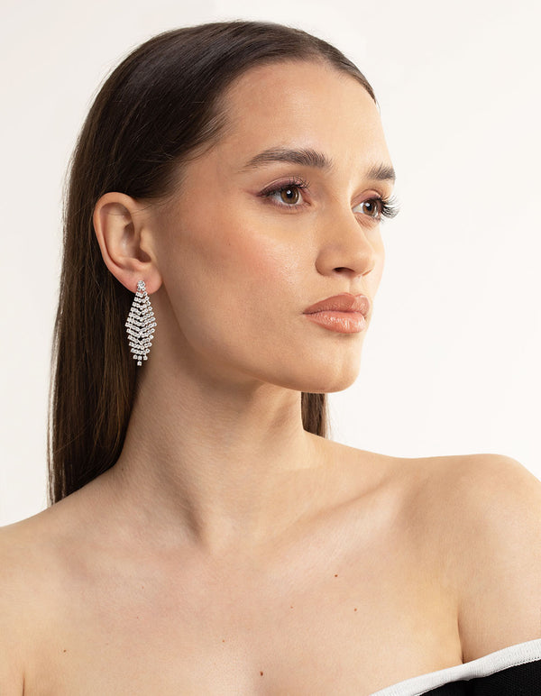 Cubic Zirconia Tier Diamante Drop Earrings