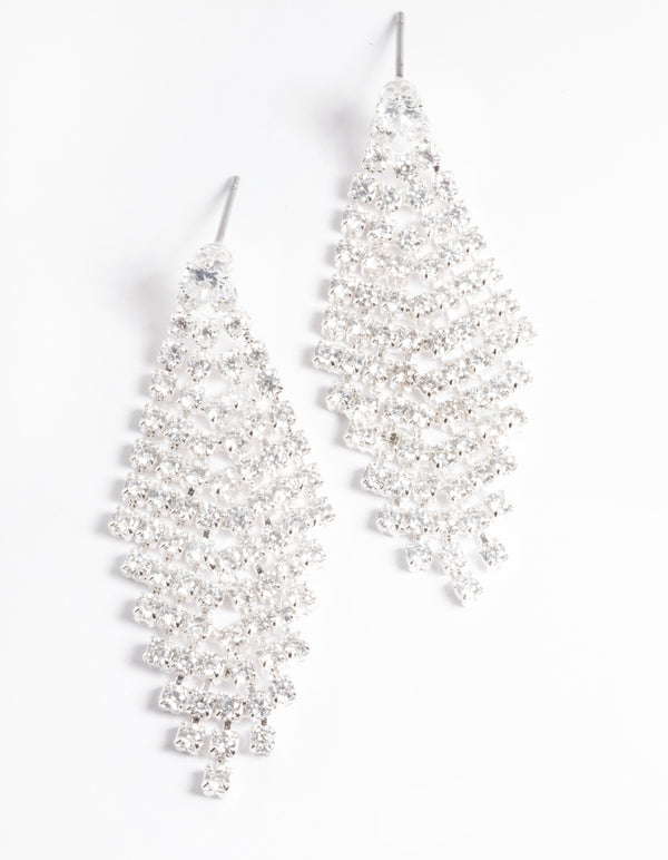 Cubic Zirconia Tier Diamante Drop Earrings