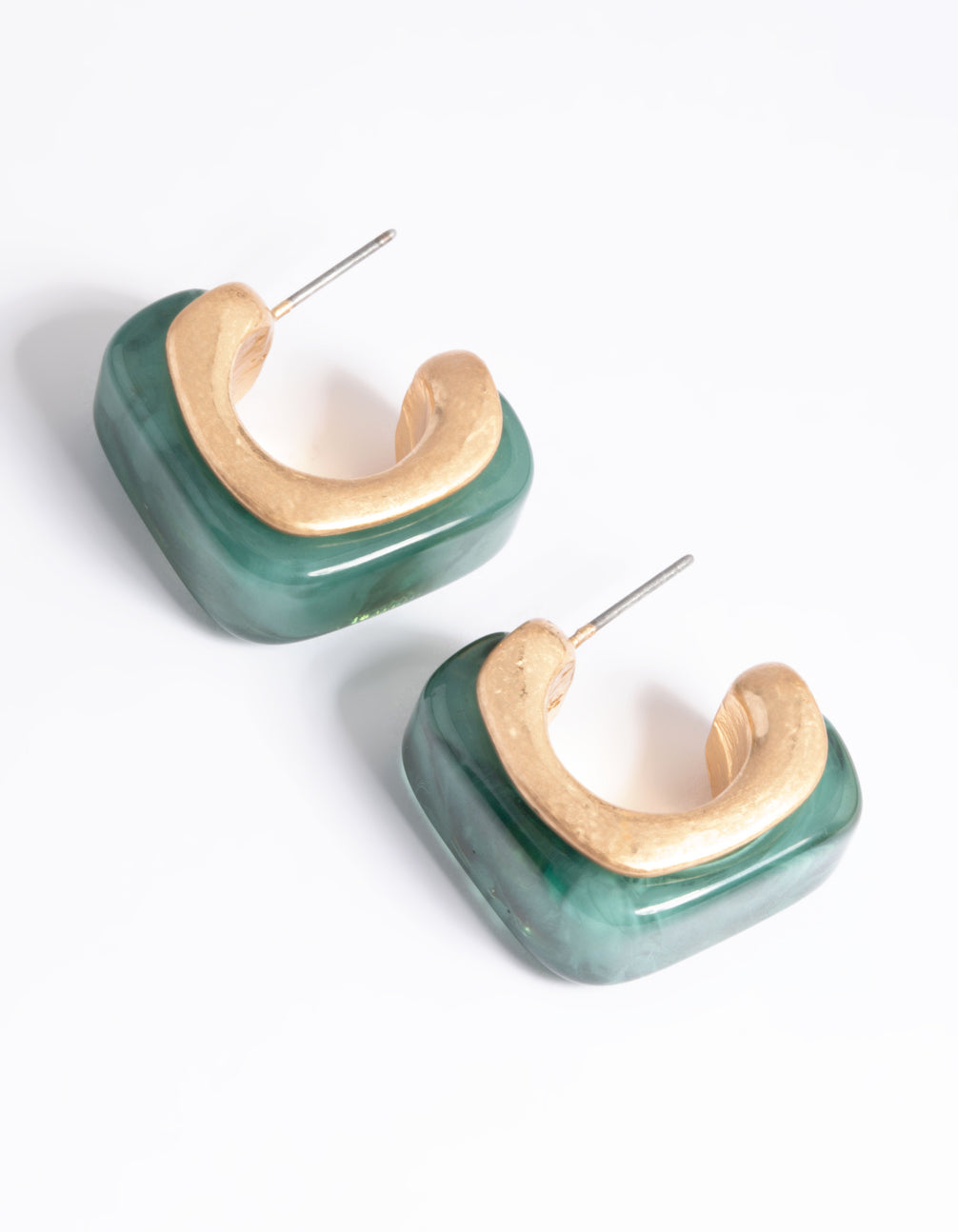 Worn Gold Chubby Resin Hoop Earrings