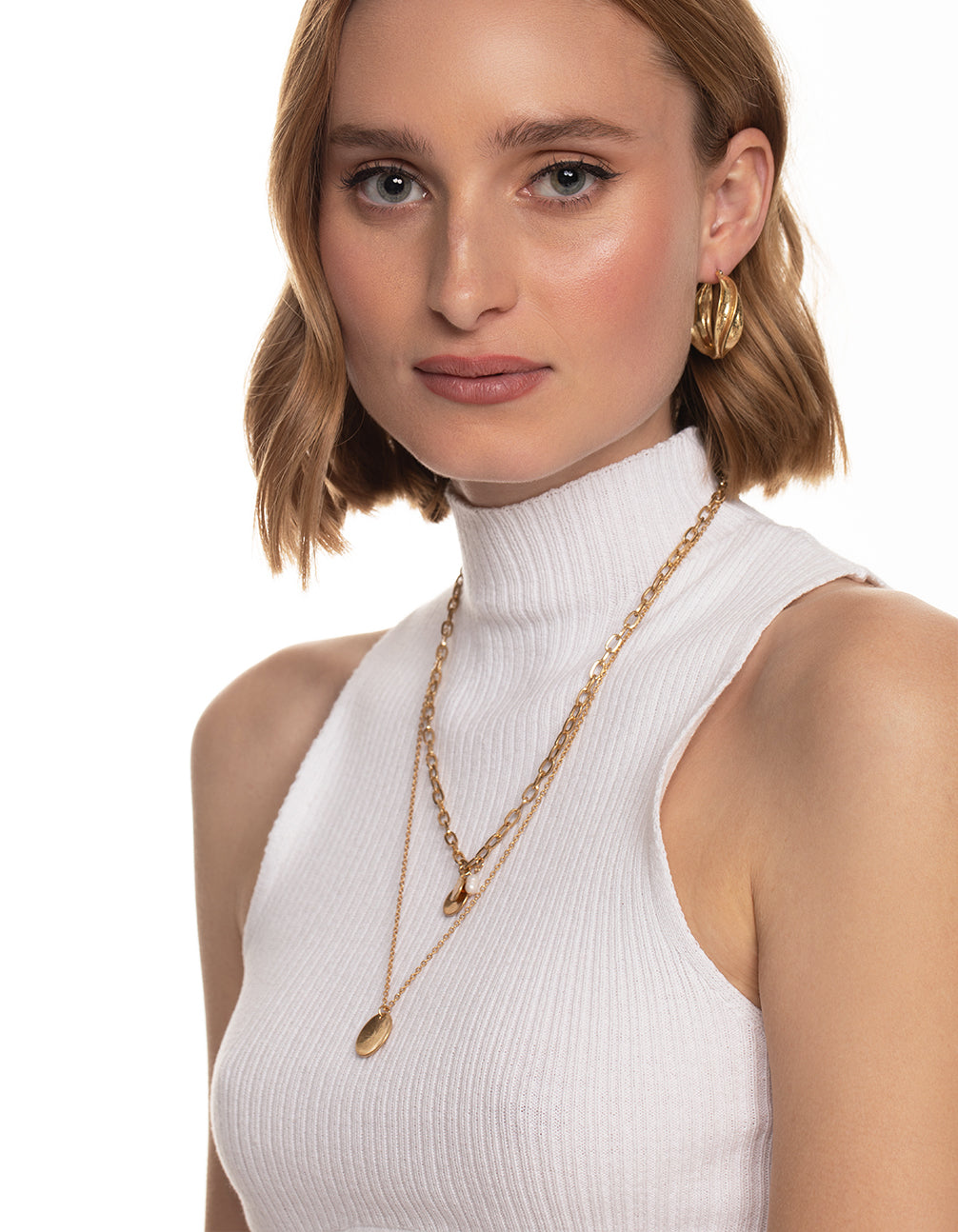 Worn Gold Textured Twist Hoop Earrings