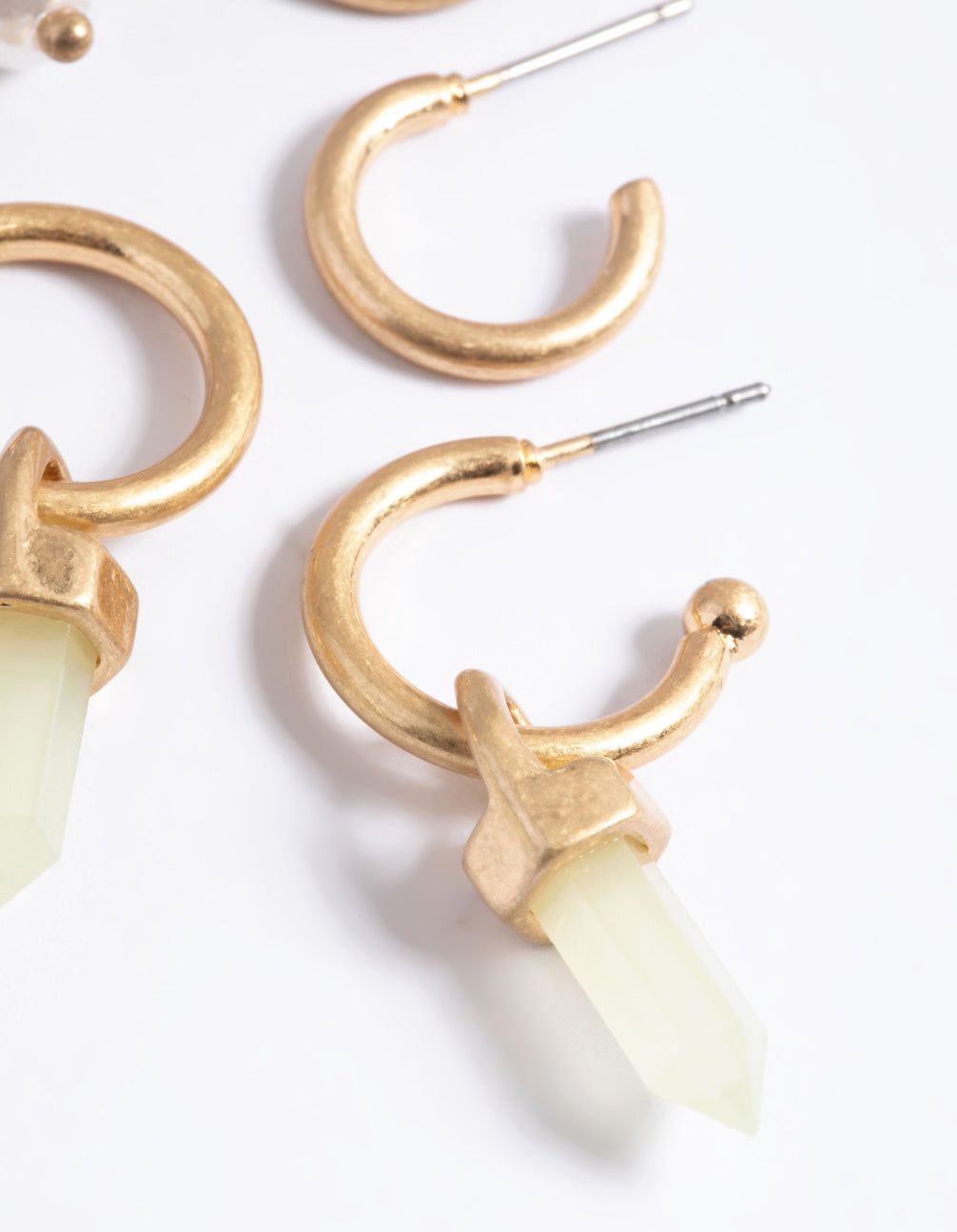 Worn Gold Shard & Pearl Pack Hoop Earrings