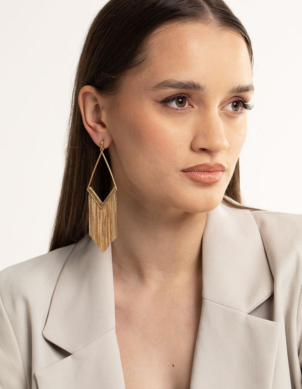 Worn Gold Open Diamond Snake Chain Earrings