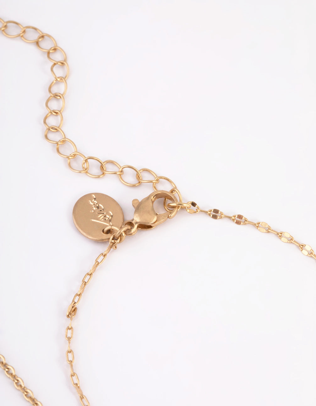 Worn Gold Green Teardrop & Disc Necklace