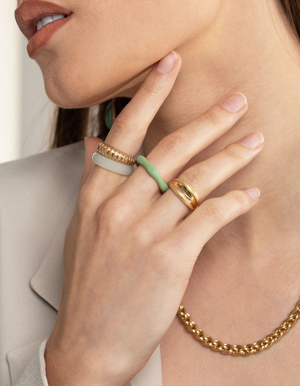 Worn Gold Acrylic Dome & Detail Ring Pack