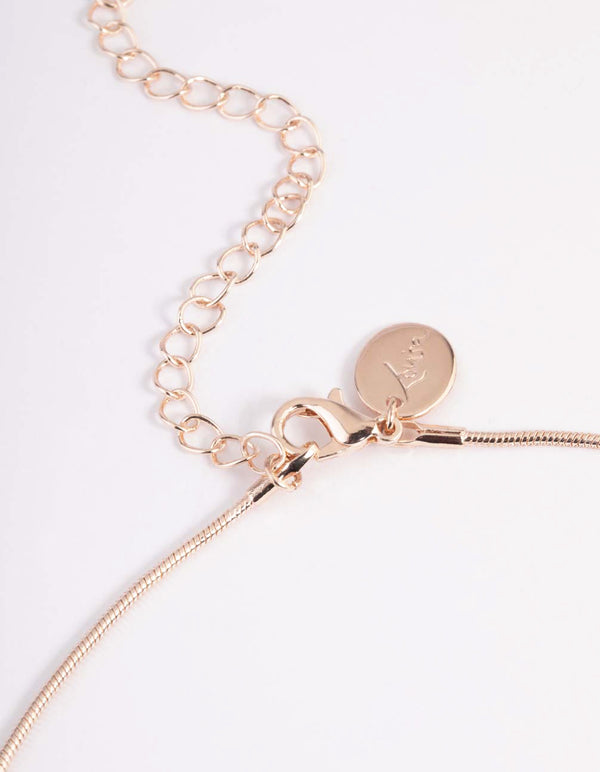 Rose Gold Rose Quartz Shard Snake Chain Necklace