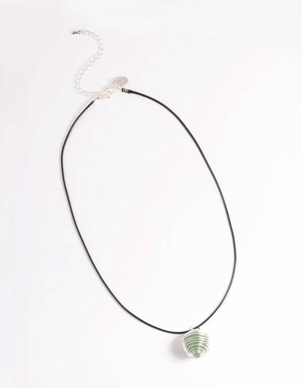 Silver Green Adventurine Spiral Cord Necklace