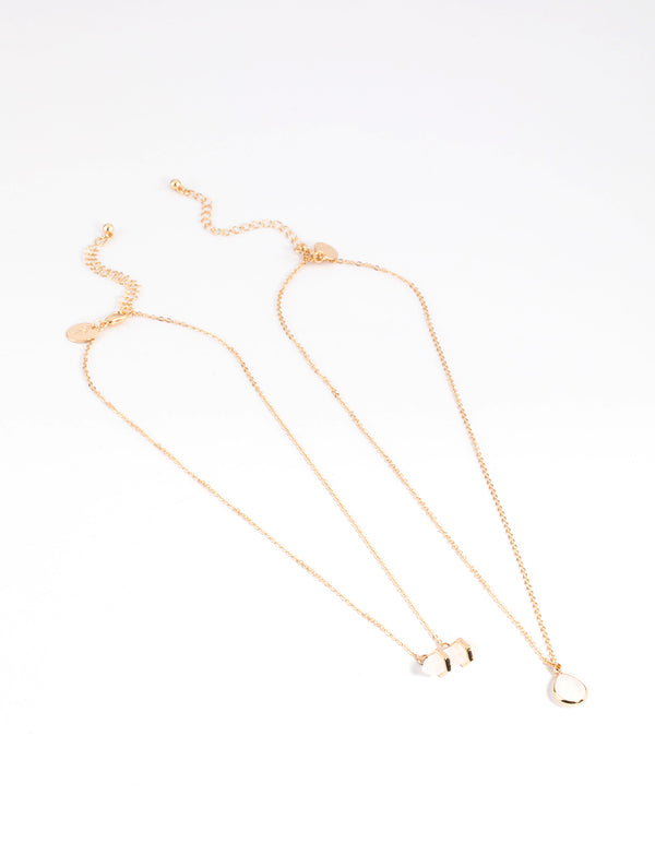 Gold Clear Quartz Side Shard Necklace Pack