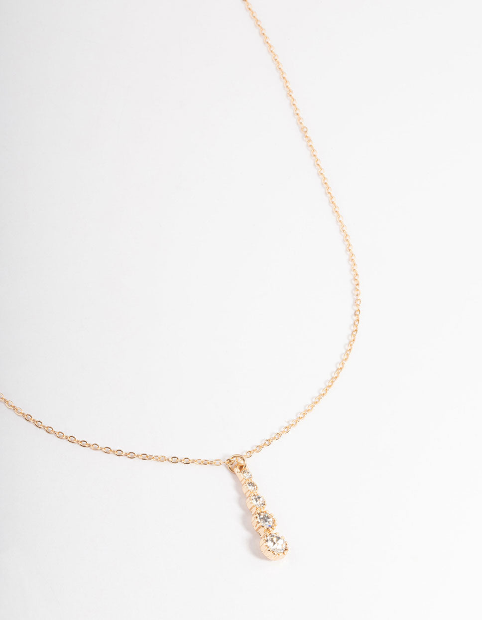 Gold Graduated Diamante Pendant Necklace