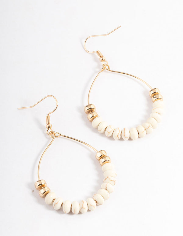 Gold Wire Open Bead Drop Earrings