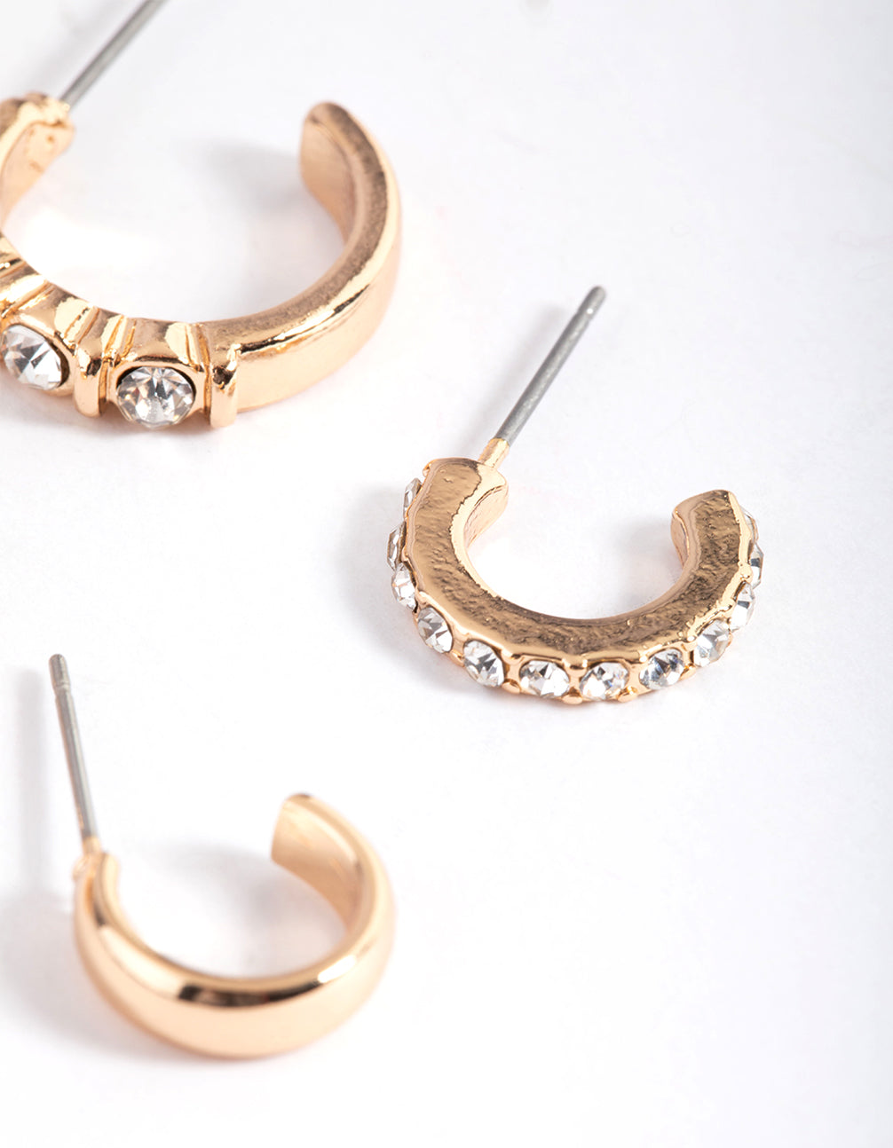 Gold Statement Glitter & Diamante Stack Earrings