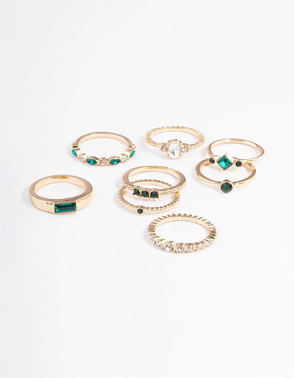 Gold Mixed Jewel Ring 8-Pack