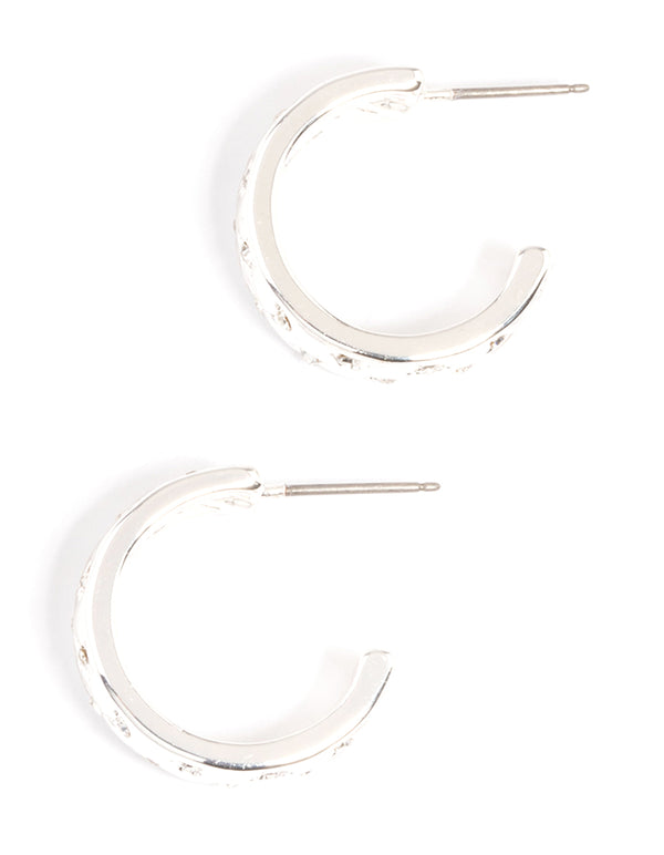 Silver Celestial Diamante Hoop Earrings