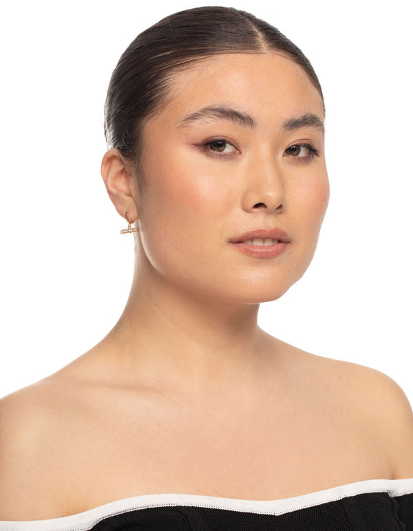 Gold Diamante Bar Huggie Earrings