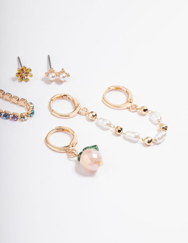 Gold Peach Pearl Earring Pack