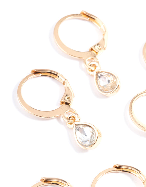 Gold Mixed Shape Huggie Earrings Pack