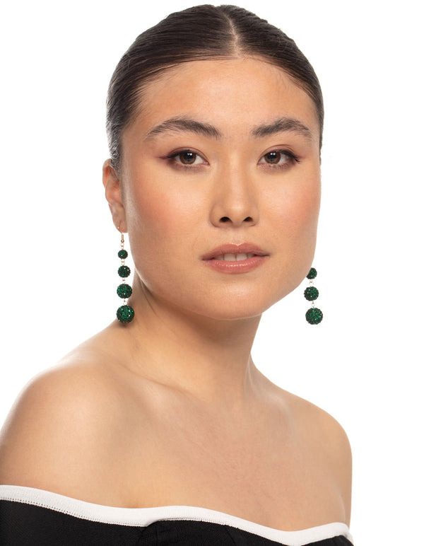 Gold Triple Ball Drop Earrings