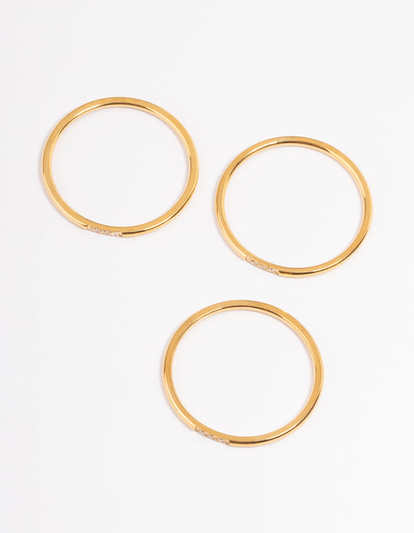 Waterproof Gold Plated Stainless Steel Thin Cubic Zirconia Ring