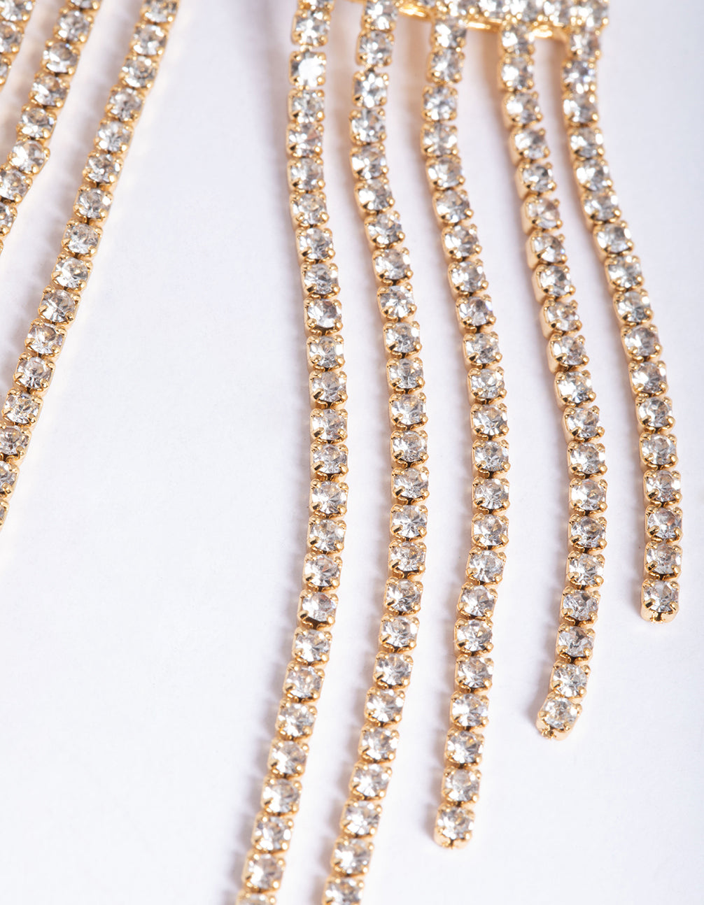 Gold Crystal Cupchain Drape Jacket Earring