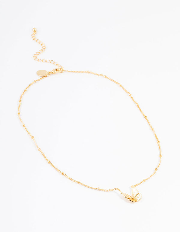 Gold Plated Detail Butterfly Necklace