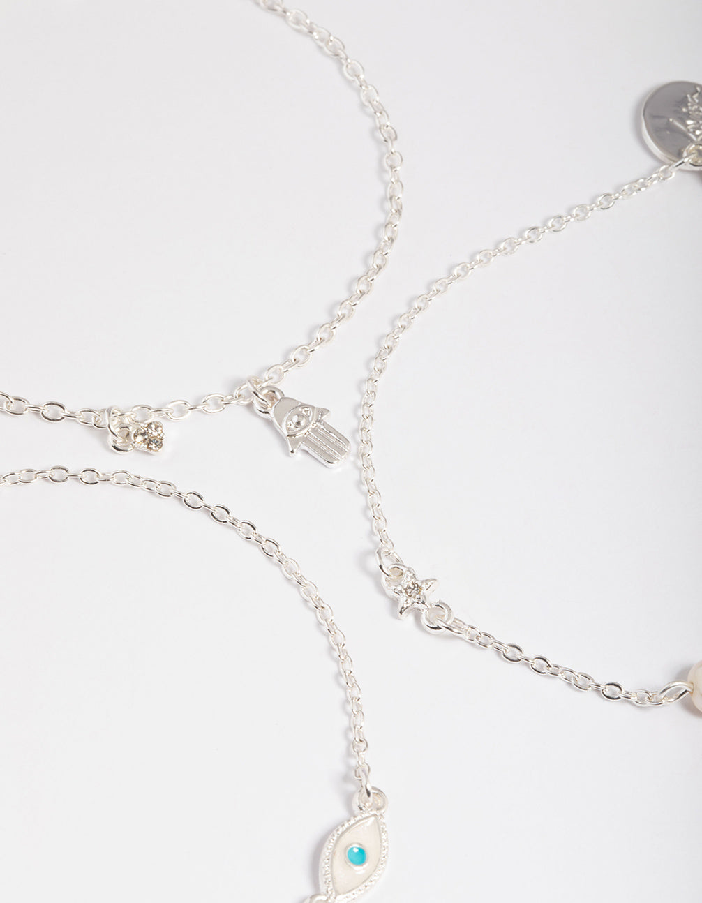Silver Hamsa & Evil Eye Bracelet Pack