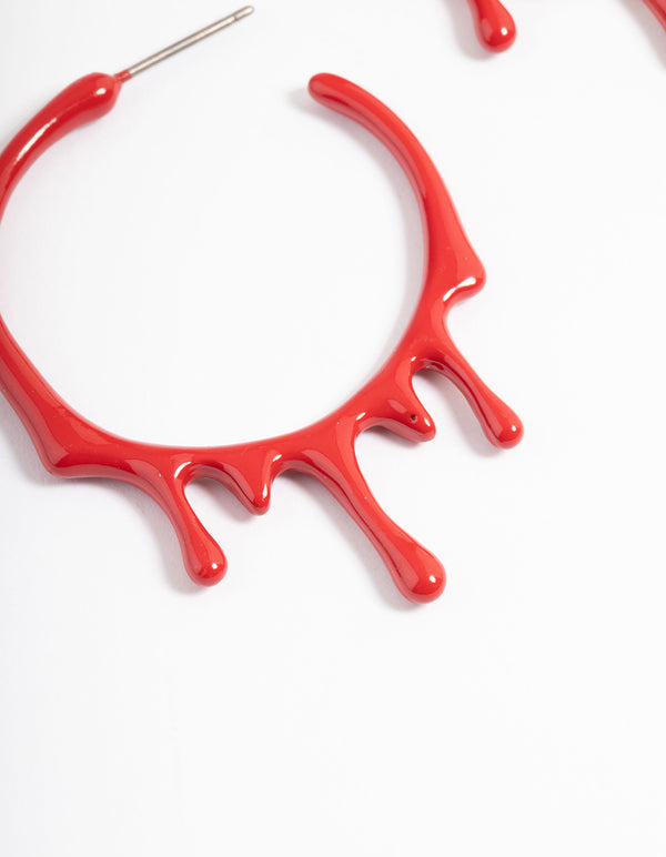Red Coated Paint Hoop Earrings
