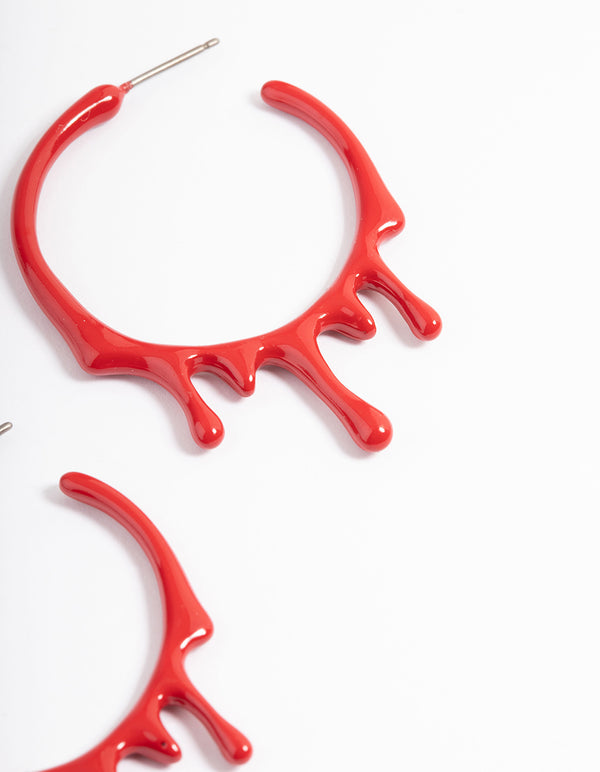 Red Coated Paint Hoop Earrings