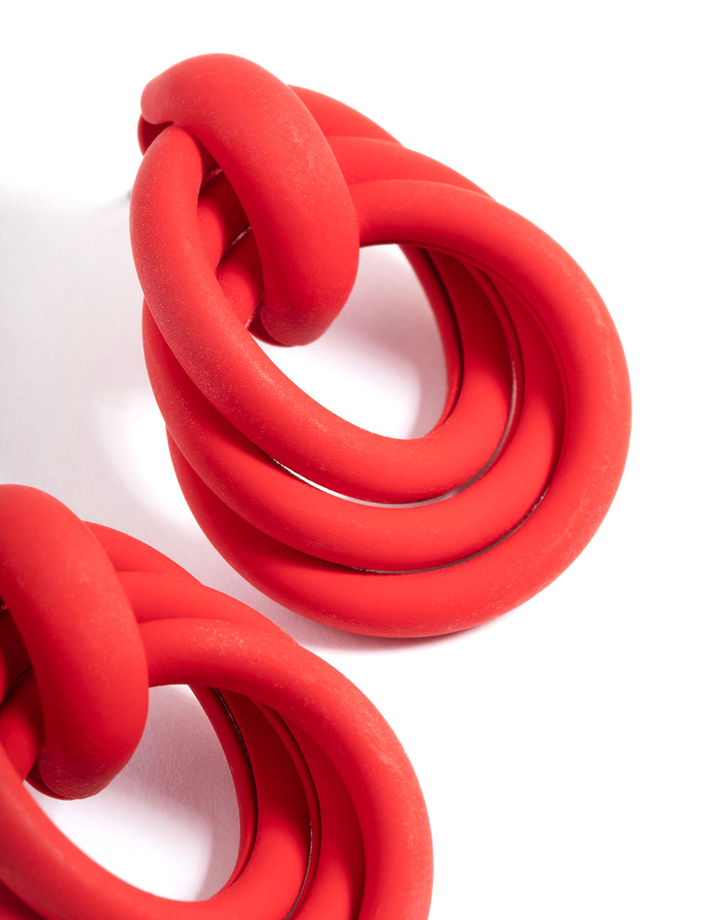 Red Mini Textured Knot Drop Earrings