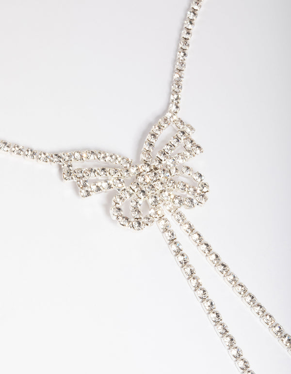 Silver Diamante Butterfly Drop Choker