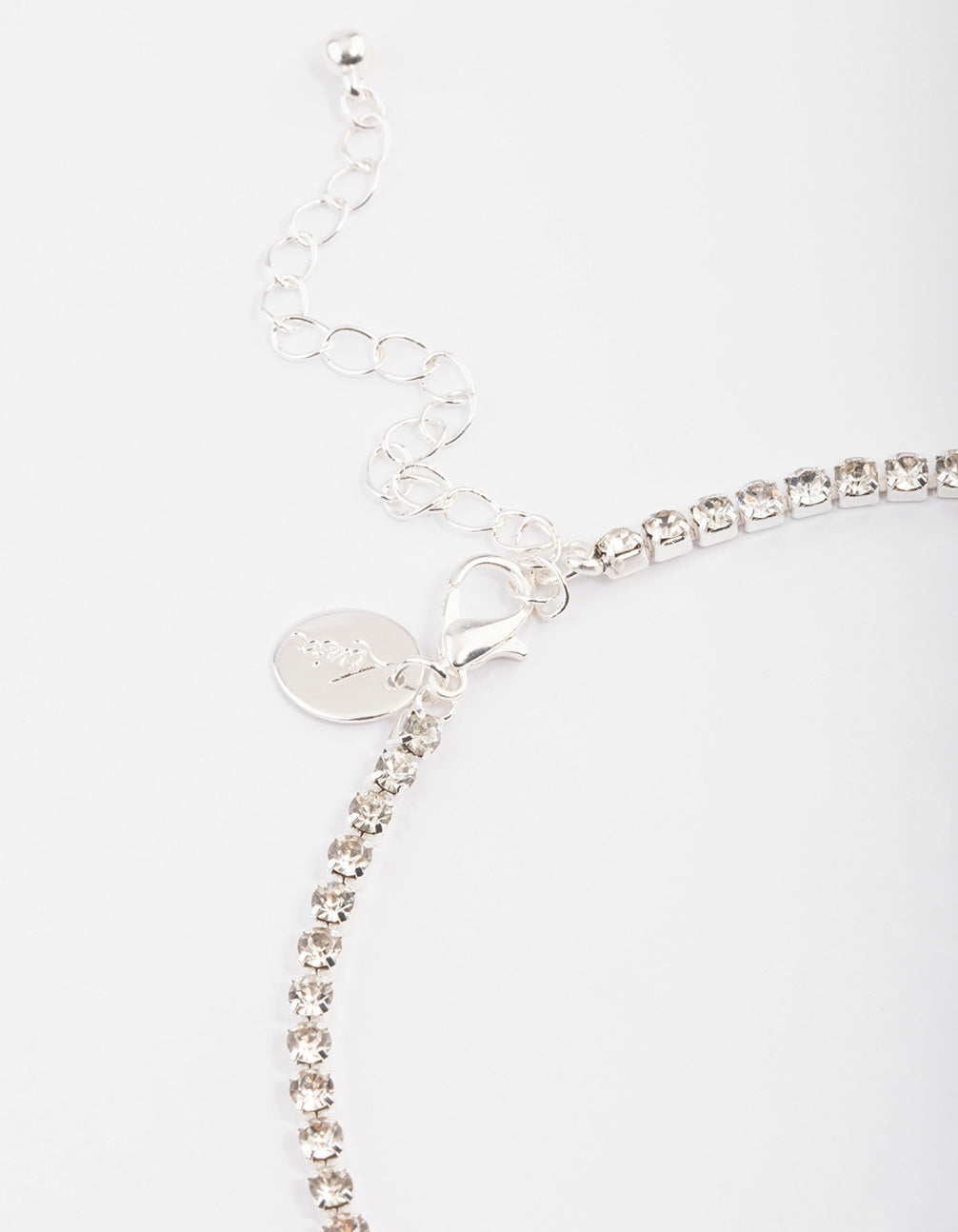 Silver Teardrop Diamante Cupchain Earrings & Necklace