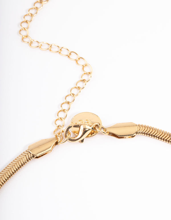 Gold Plated Snake Chain Freshwater Pearl Drop Necklace