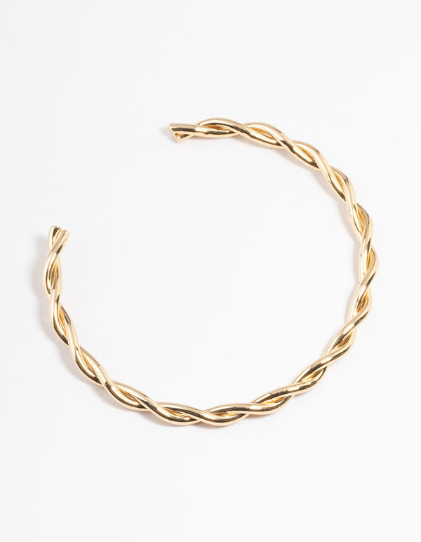 Gold Plated Twist Open Cuff Bangle