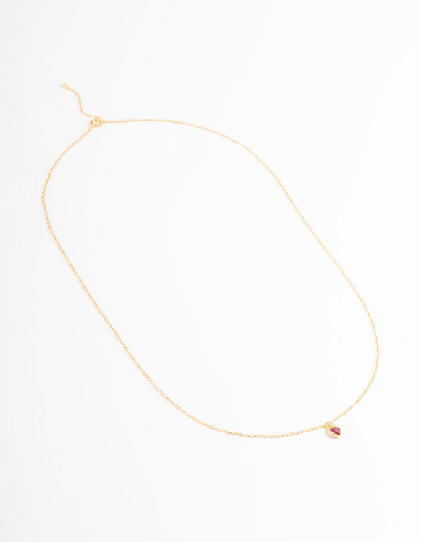 Gold Plated Sterling Silver Stone Heart Necklace
