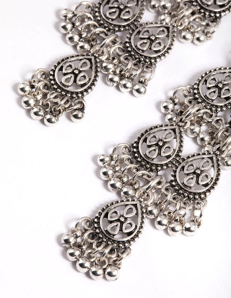 Lila Jewellery Shamrock Rhodium Drop Earrings