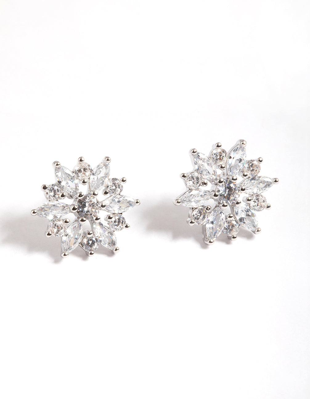 Silver Snow Flake Stud Earrings