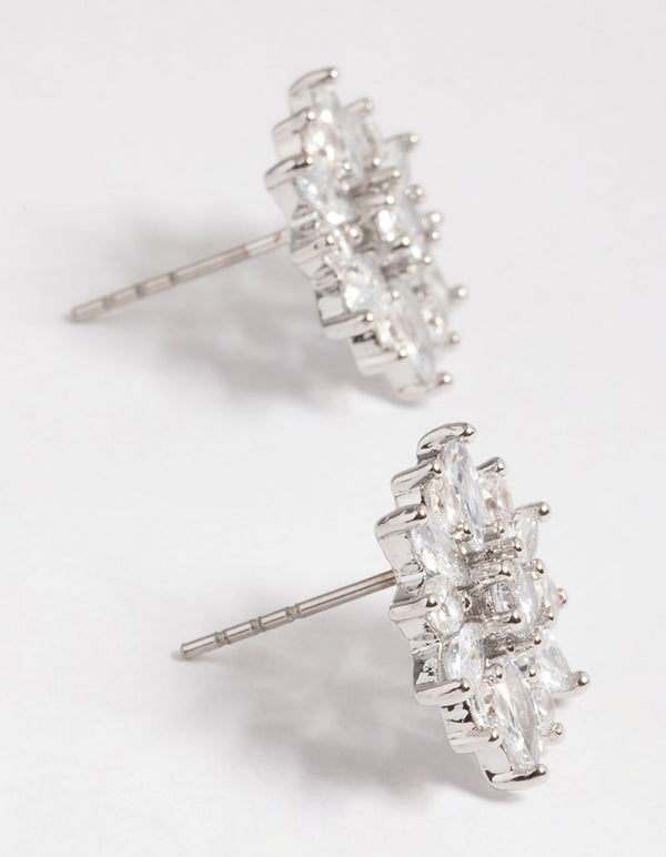 Silver Snow Flake Stud Earrings