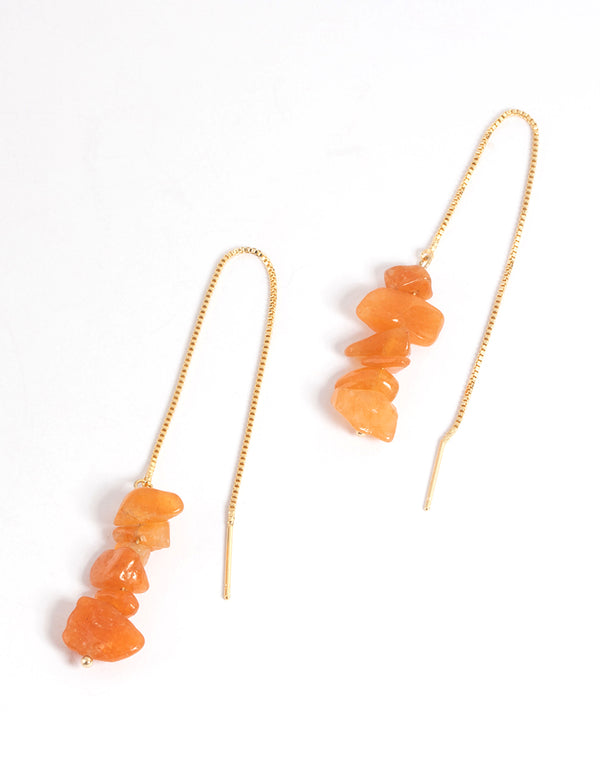 Gold Plated Orange Box Thread Earrings