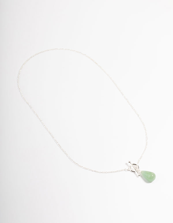 Sterling Silver Green Adventurine Figaro T&O Necklace