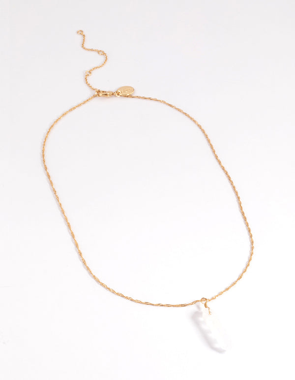 Gold Plated Clear Quartz Shard Twist Necklace