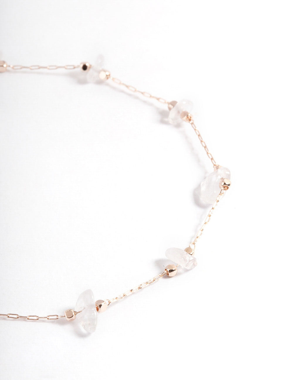 Rose Gold Plated Clear Quartz Dainty Chip Bracelet