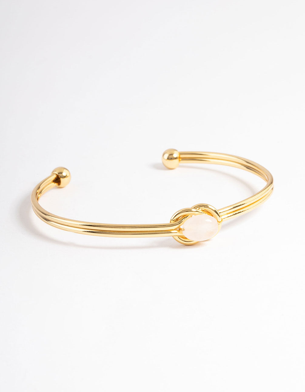 Gold Plated Rose Quartz Knot Cuff Bracelet