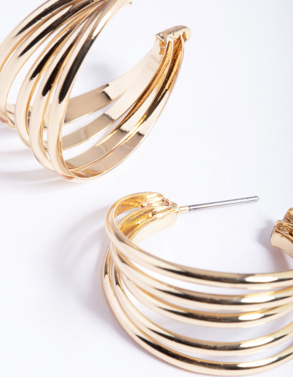 Gold Plated Brass Open Hoop Earrings