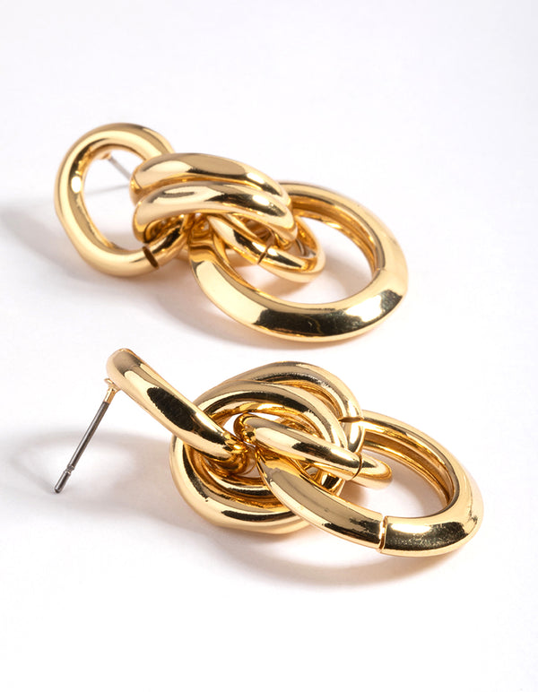 Gold Plated Brass Link Statement Earrings