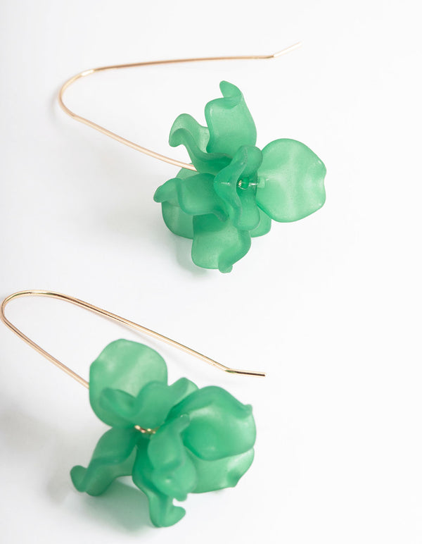 Gold Mini Frosted Flower Drop Earrings