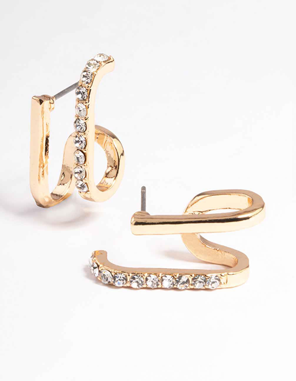 Gold Line Illusion Huggie Earrings
