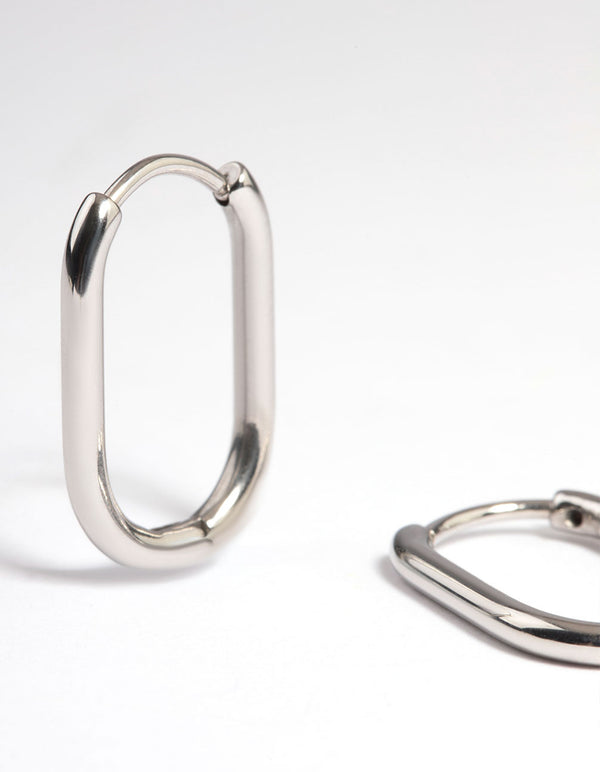 Surgical Steel Rounded Rectangle Hoop Earrings
